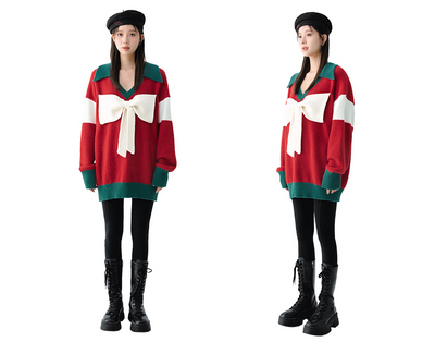 Suéter Navideño Rojo con Lazo - Diseño Moderno y Acogedor para Mujer - Image 5