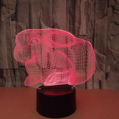 Lámpara 3D Conejo con Control Remoto y Luz Nocturna Táctil - Image 3