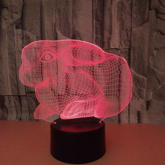 Lámpara 3D Conejo con Control Remoto y Luz Nocturna Táctil - Image 3