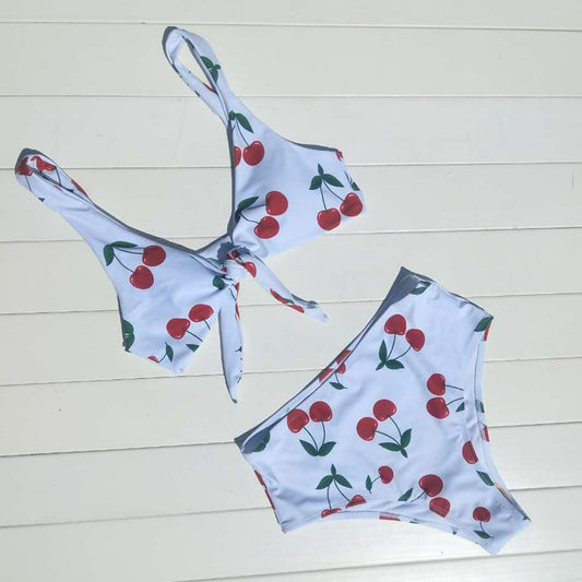 Bikini de Cintura Alta con Estampado de Moños y Abertura Lateral - Image 2