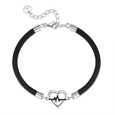 Pulsera de Plata S925 con Diseño de Latido Cardíaco para Parejas - Image 2