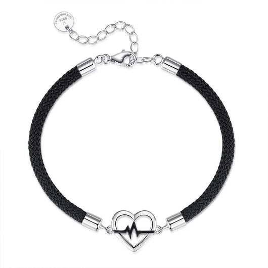 Pulsera de Plata S925 con Diseño de Latido Cardíaco para Parejas - Image 2