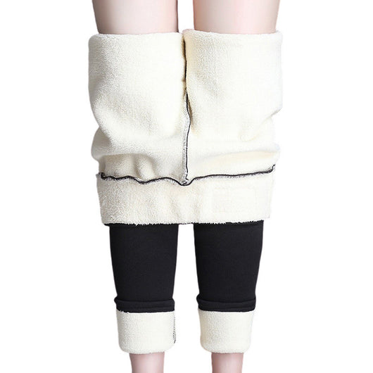 Pantalones Térmicos de Cintura Alta Elásticos para Mujer con Pies Acolchados de Terciopelo - Image 6