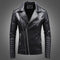 Chaqueta de Cuero para Hombre con Solapa Térmica de Forro Polar