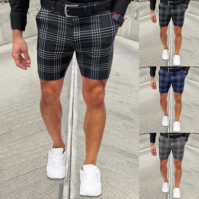 Shorts Casuales para Hombre Cuadros y Rayas Corte Recto