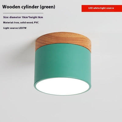 Lámpara de Madera Maciza para Pasillo y Balcón - Diseño Minimalista Macaron - Image 2