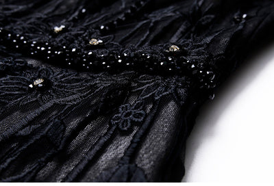 Vestido Largo de Encaje Bordado con Cuentas - Elegancia Temperamental - Image 9