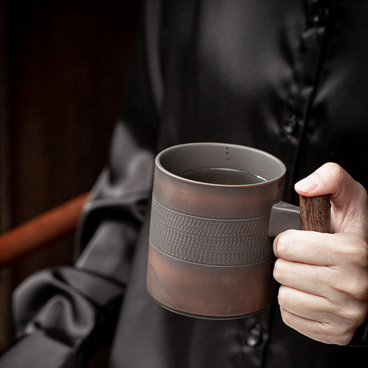 Taza de Cerámica Morada con Filtro y Tapa para Café y Leche