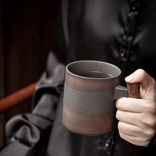 Taza de Cerámica Morada con Filtro y Tapa para Café y Leche