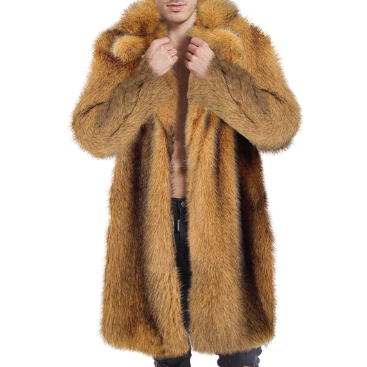 Abrigo Largo de Piel Sintética para Hombre - Estilo Europeo y Americano - Image 11