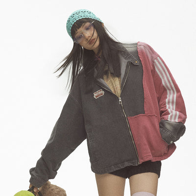 Chaqueta Denim Patchwork Contraste - Unisex Estilo Street - Image 12