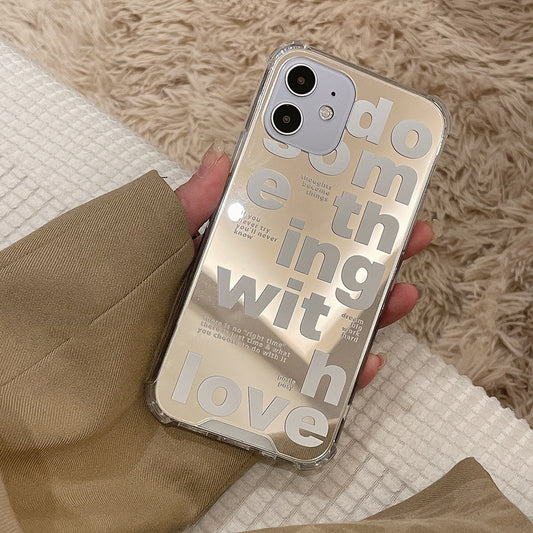 Funda para Celular con Espejo y Letras de Tendencia Japonesa y Coreana