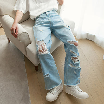 Jeans Rectos Holgados Estilo Retro Americano con Rotos - Casual Senior