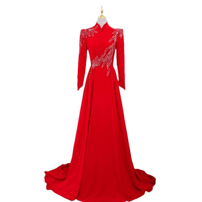 Vestido Largo de Manga Larga para Eventos Formales y Cenas de Gala - Image 5