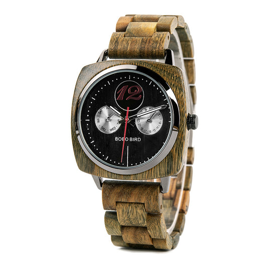 Reloj de Madera Cuadrado para Hombre - Estilo Casual y Artesanal - Image 5