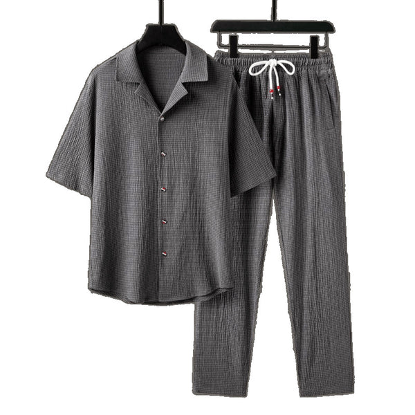 Conjunto Deportivo Casual Hombre Manga Corta Estilo Chino Premium
