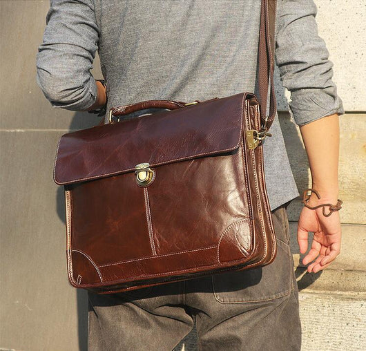 Bolso de Cuero Genuino para Hombre Estilo Retro con Textura Premium - Image 8
