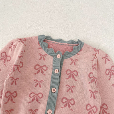 Cardigan Romper de Punto con Cuello Concha y Moño - Manga Larga - Image 24