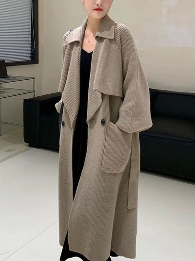 Abrigo Tejido Elegante con Cinturón para Otoño e Invierno - Image 11