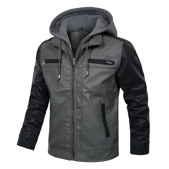 Chaqueta de Cuero con Costuras Artesanales