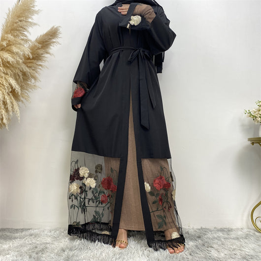 Cardigan Bata de Patchwork con Bordado Elegante - Image 5