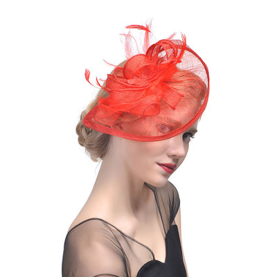 Tocado Nupcial con Plumas y Pasador Decorativo en Fibra Natural - Image 15