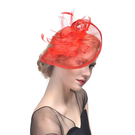 Tocado Nupcial con Plumas y Pasador Decorativo en Fibra Natural - Image 15