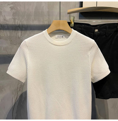 Camisa Slim Fit Textura Tejida de Manga Corta para Hombre - Image 22
