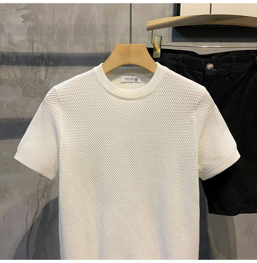 Camisa Slim Fit Textura Tejida de Manga Corta para Hombre - Image 22