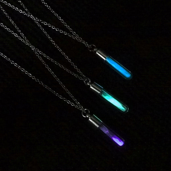 Collar Tubo de Vidrio con Polvo Luminoso