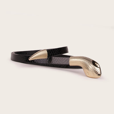 Cinturón de Cuero Charol con Diseño Piel de Serpiente y Cierre de Presión - Image 3