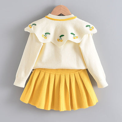 Conjunto de Dos Piezas Tejido Estilo Occidental para Niñas - Suéter y Falda Manga Larga - Image 6