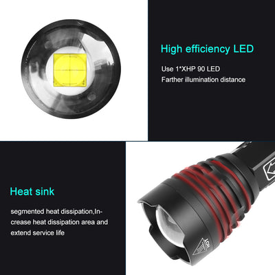 Linterna LED XHP90 con Carga USB - Iluminación Potente y Recargable - Image 16