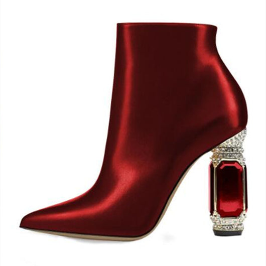 Botas Cortas de Tacón con Strass y Cierre Lateral para Mujer - Image 2