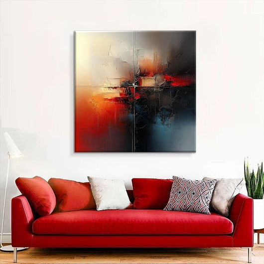 Cuadro Abstracto Moderno en Óleo - Arte de Pared Rojo Contemporáneo sin Marco - Image 2