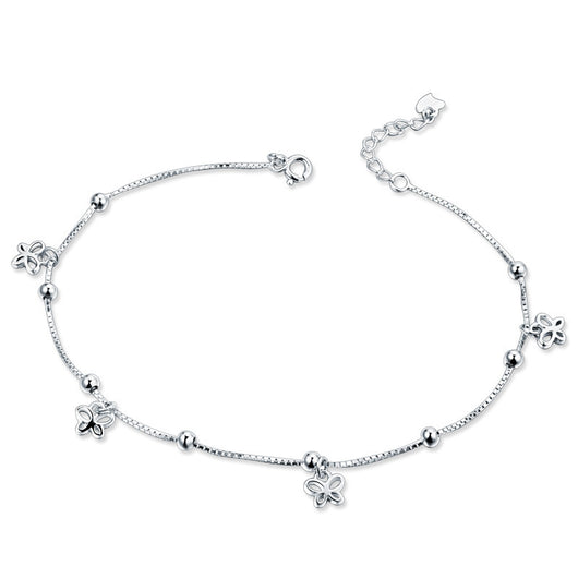 Pulsera Tobillera de Plata 925 con Mariposa Estilo Coreano - Image 6