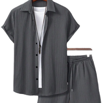 Camisa Manga Corta a Rayas con Solapa de Traje - Image 5