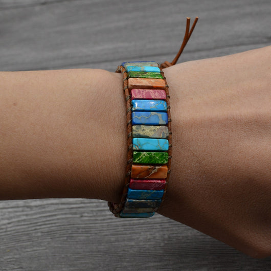 Pulsera de Cuero Tejida a Mano con Piedra Imperial - Estilo Étnico Minimalista - Image 7