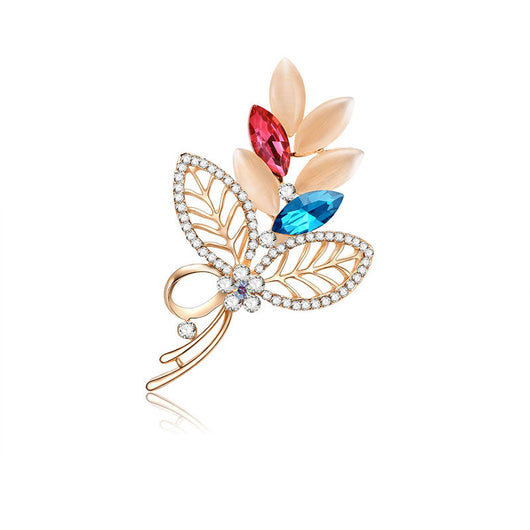 Broche de Aleación con Diamante Hueco y Hoja - Image 9