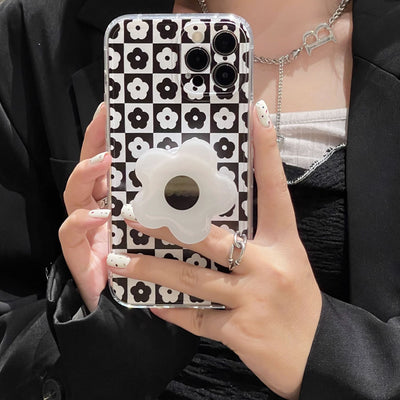 Funda para Celular con Diseño de Celosía Floral en Blanco y Negro - Image 5