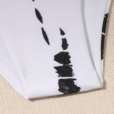 Traje de Baño de Tres Piezas con Soporte de Acero Negro y Blanco - Image 14