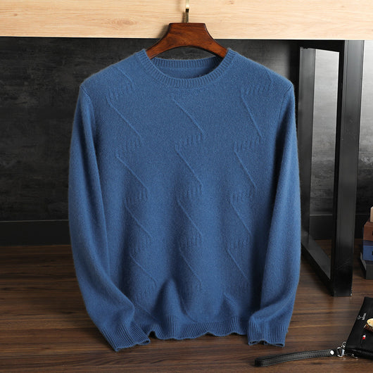 Suéter de Cachemira Pura para Hombre - Cuello Redondo Jacquard - Image 4