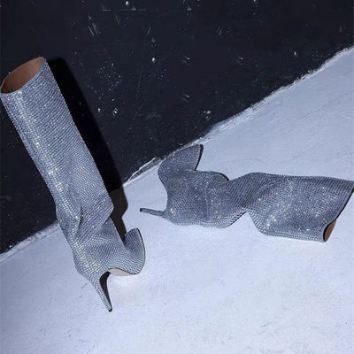 Botas Altas de Tacón Stiletto con Strass y Punta Fina en Cachemira - Image 16