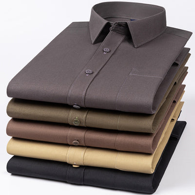 Camisa de Algodón Manga Larga Khaki para Hombre - Primavera - Image 2
