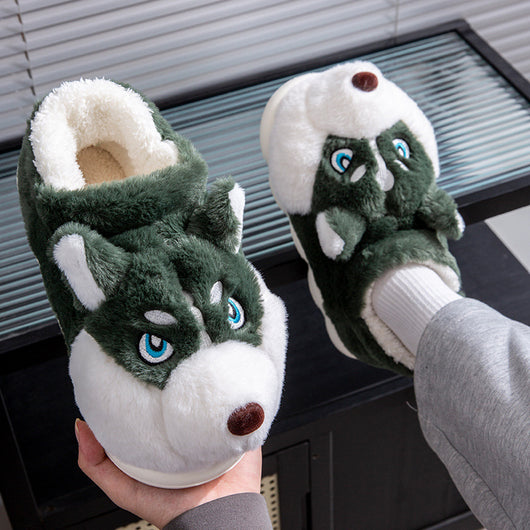 Pantuflas Husky Cartoon de Algodón Puro para Hombre - Cálidas y Cómodas para Invierno - Image 10
