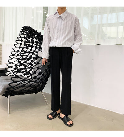 Camisa Casual Ejecutiva con Solapa Asimétrica y Rayas - Image 17