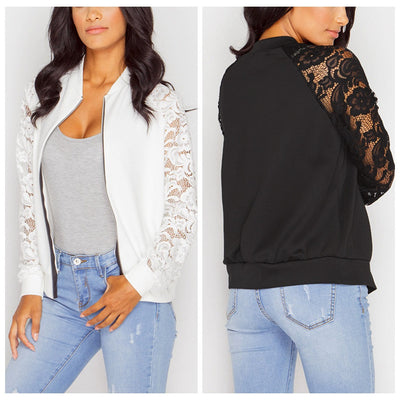 Cazadora Bomber Mujer con Detalles de Encaje - Image 11