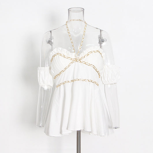 Top Tubo Ajustado de Punto con Costura en Cadena
