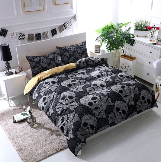 Set de 4 Piezas Calavera Floral Acuarela 3D