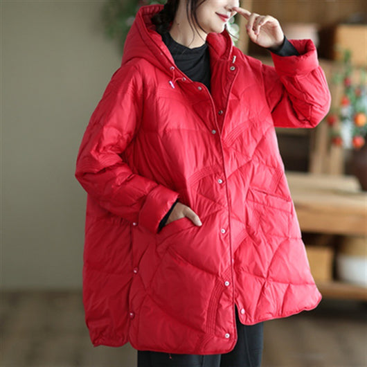 Chaqueta de Plumas Blanca Abotonada para Mujer - Abrigo Cálido de Pato - Image 13